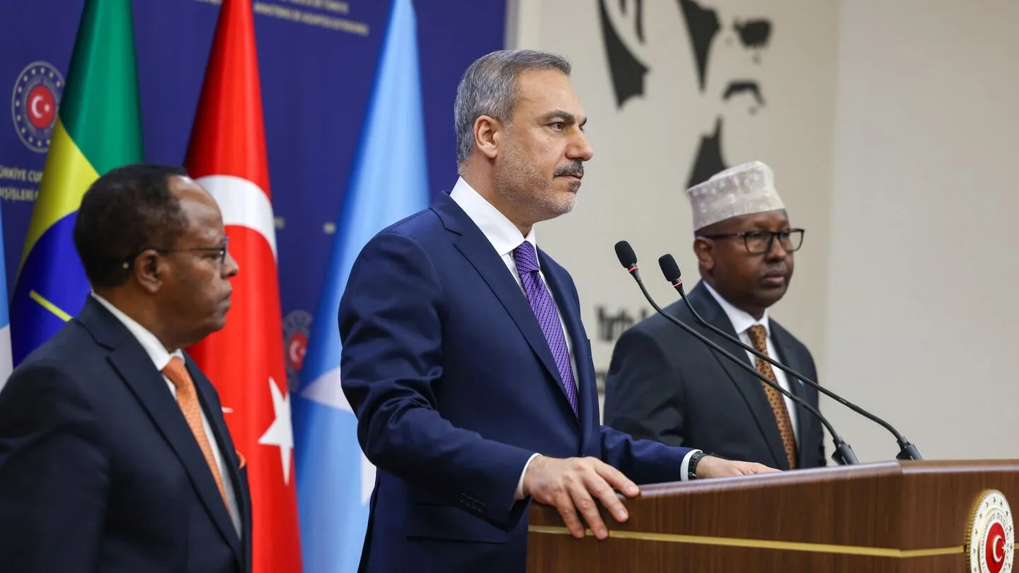 Turkish Foreign Minister Hakan Fidan Speaks At Joint Press Conference With Ethiopian FM Taye Atske Selassie And Somali Foreign Affairs Ahmed Muallim Fiqi