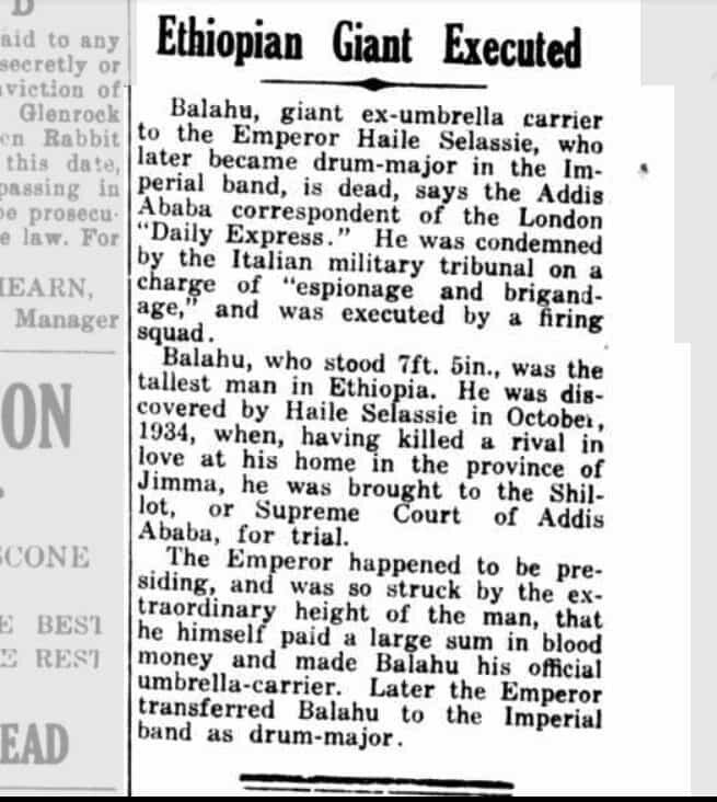 Ethiopian Giant Ecuted by Italian