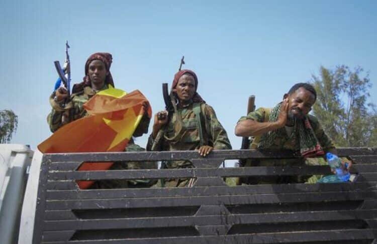 Tigray forces ride in a truck after taking control of Mekele in the Tigray region of northern Ethiopiaة خى June 29 2021 AP 750x485 1