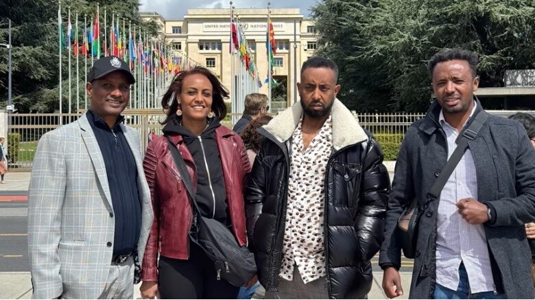 Ethiopian human rights activists, left to right (Addis Solomon, Yodith Gideon, Worku Teshome, and Yesuf Mohammed)